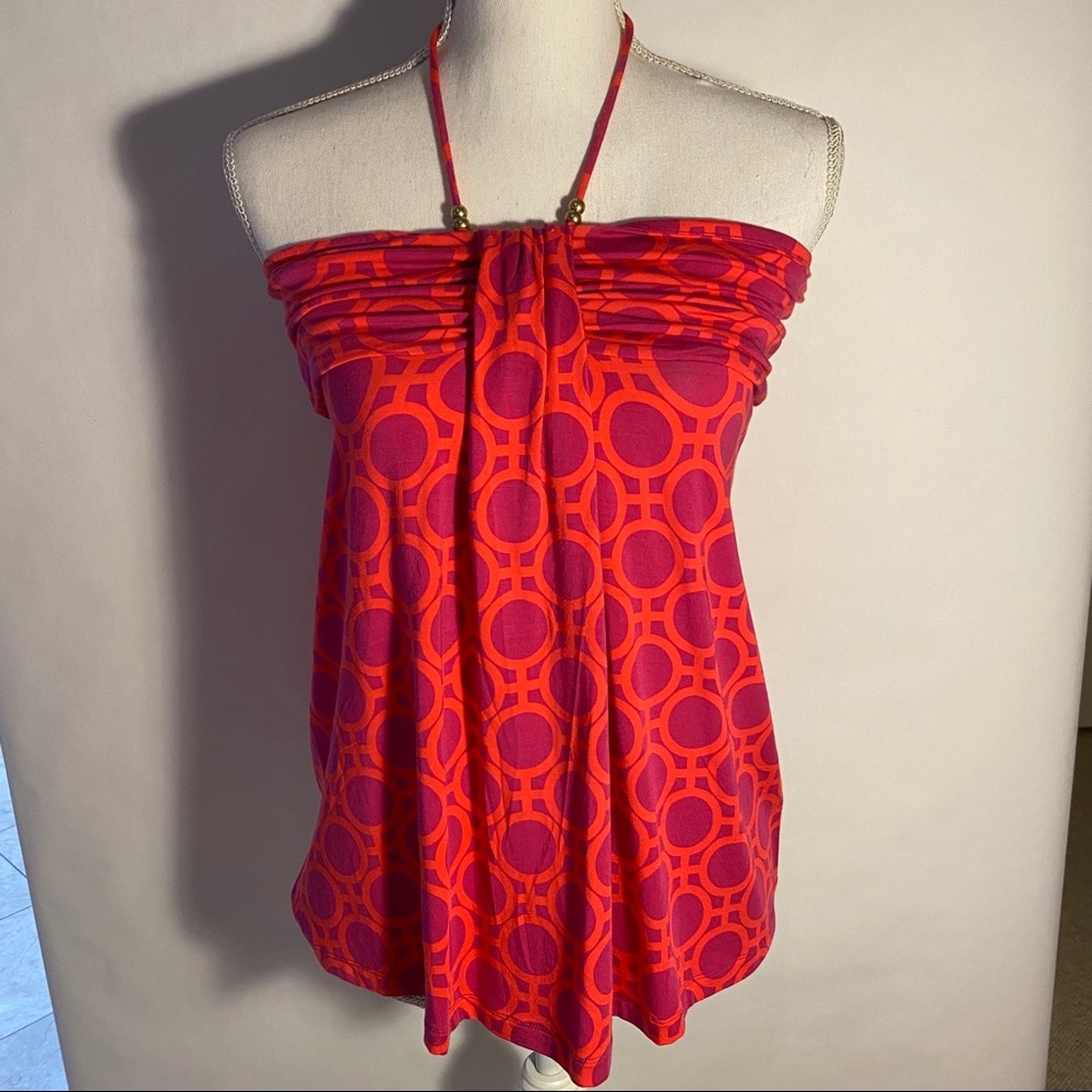 TART Fuchsia Pink & Orange Halter Top